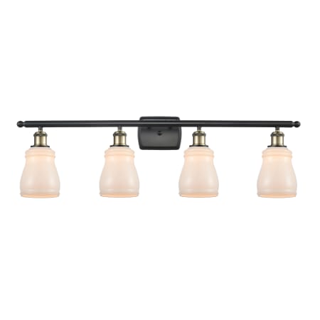 A large image of the Innovations Lighting 516-4W Ellery Black Antique Brass / White