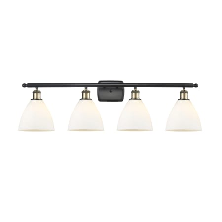 A large image of the Innovations Lighting 516-4W-12-38 Bristol Vanity Black Antique Brass / Matte White