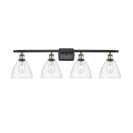 A large image of the Innovations Lighting 516-4W-11-38 Bristol Vanity Black Antique Brass / Clear