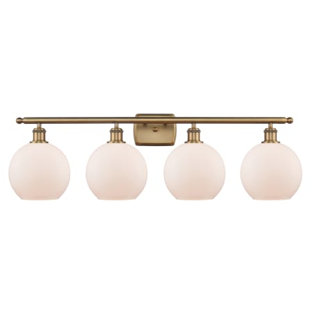 A large image of the Innovations Lighting 516-4W-11-36 Athens Vanity Brushed Brass / Matte White