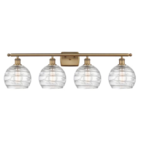 A large image of the Innovations Lighting 516-4W Deco Swirl Brushed Brass / Clear