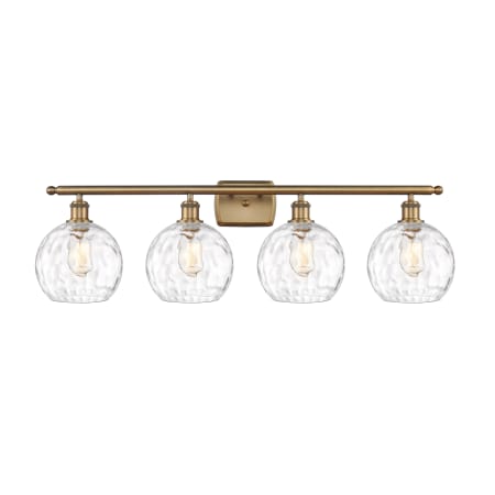 A large image of the Innovations Lighting 516-4W-11-36 Athens Vanity Brushed Brass / Clear Water Glass