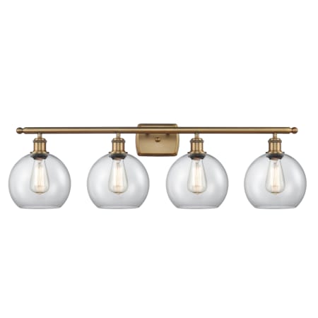 A large image of the Innovations Lighting 516-4W-11-36 Athens Vanity Brushed Brass / Clear