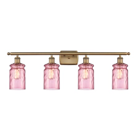 A large image of the Innovations Lighting 516-4W Candor Brushed Brass / Sweet Lilac Waterglass
