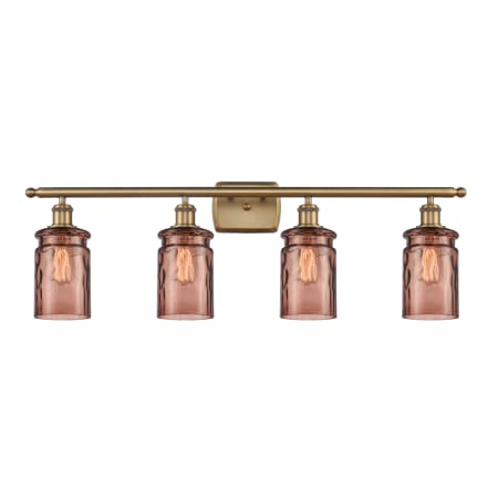 A large image of the Innovations Lighting 516-4W Candor Brushed Brass / Toffee Waterglass