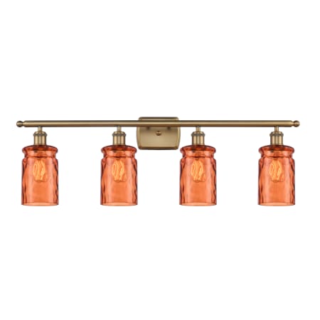 A large image of the Innovations Lighting 516-4W Candor Brushed Brass / Turmeric Waterglass