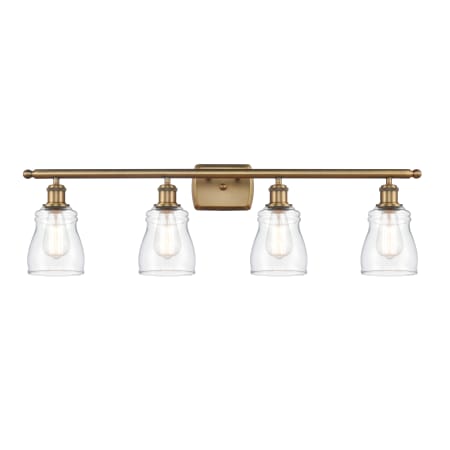 A large image of the Innovations Lighting 516-4W Ellery Brushed Brass / Clear