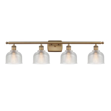 A large image of the Innovations Lighting 516-4W Dayton Brushed Brass / Clear