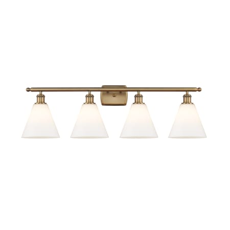 A large image of the Innovations Lighting 516-4W-11-38 Berkshire Vanity Brushed Brass / Matte White