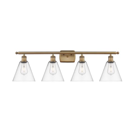 A large image of the Innovations Lighting 516-4W-11-38 Berkshire Vanity Brushed Brass / Clear