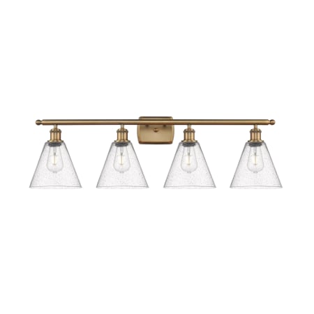 A large image of the Innovations Lighting 516-4W-11-38 Berkshire Vanity Brushed Brass / Seedy