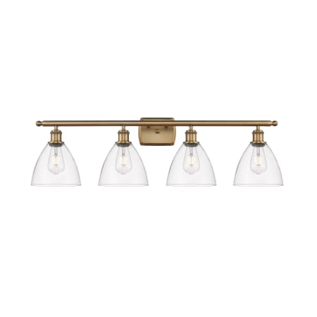 A large image of the Innovations Lighting 516-4W-11-38 Bristol Vanity Brushed Brass / Clear