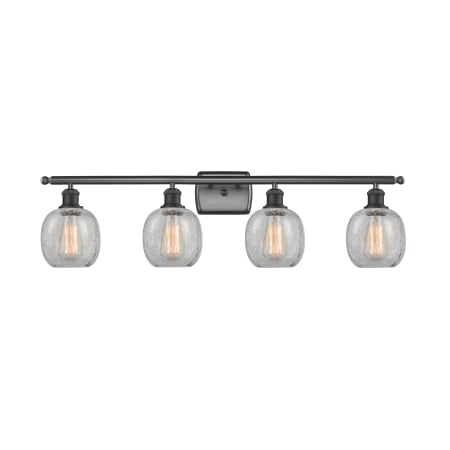 A large image of the Innovations Lighting 516-4W Belfast Matte Black / Clear Crackle