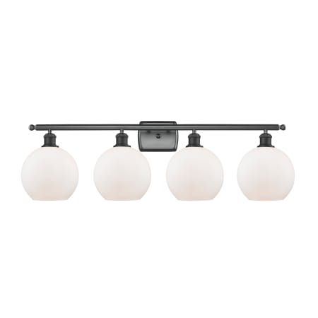 A large image of the Innovations Lighting 516-4W-11-36 Athens Vanity Matte Black / Matte White