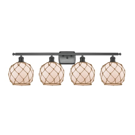 A large image of the Innovations Lighting 516-4W Farmhouse Rope Matte Black / White / Black