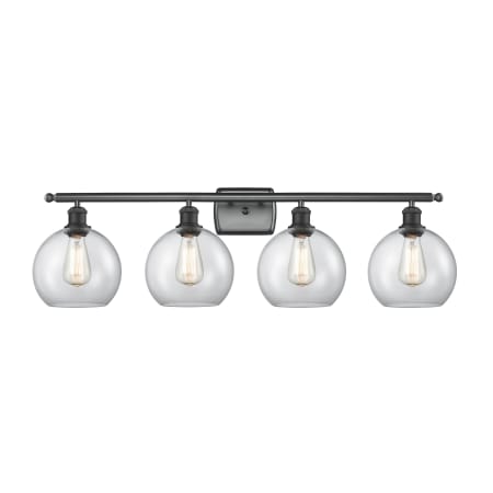 A large image of the Innovations Lighting 516-4W-11-36 Athens Vanity Matte Black / Clear