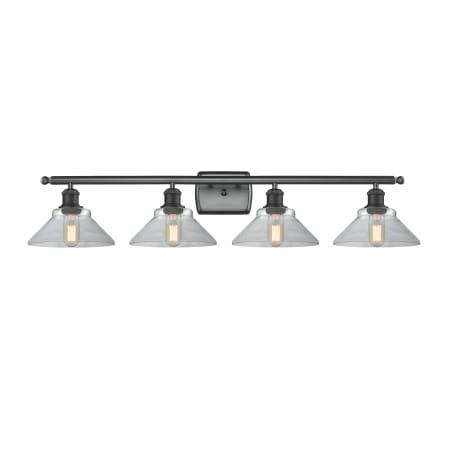 A large image of the Innovations Lighting 516-4W Orwell Matte Black / Clear