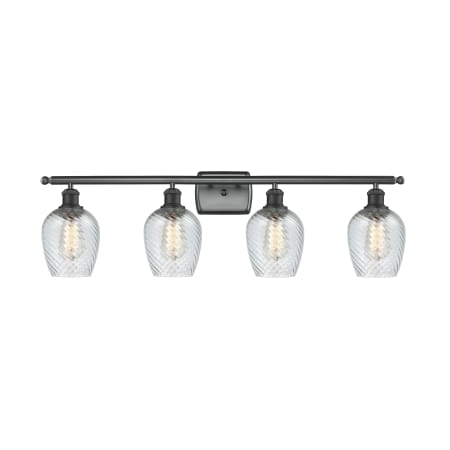 A large image of the Innovations Lighting 516-4W Salina Matte Black / Clear Fluted