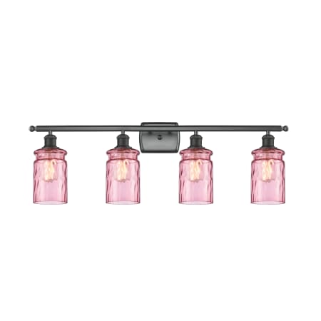 A large image of the Innovations Lighting 516-4W Candor Matte Black / Sweet Lilac Waterglass