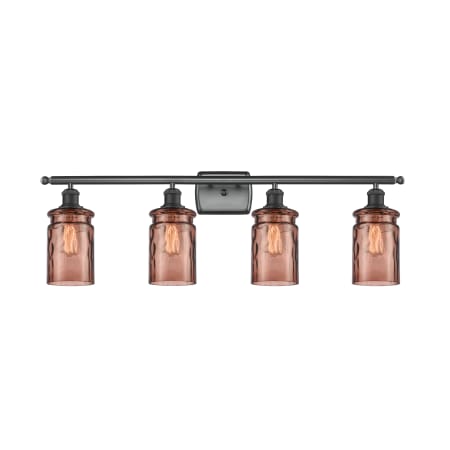 A large image of the Innovations Lighting 516-4W Candor Matte Black / Toffee Waterglass