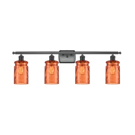 A large image of the Innovations Lighting 516-4W Candor Matte Black / Turmeric Waterglass