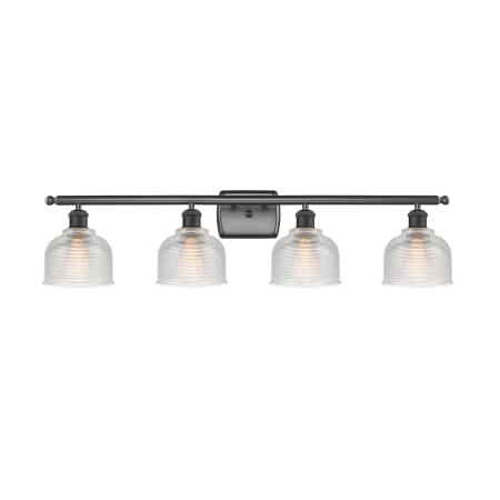 A large image of the Innovations Lighting 516-4W Dayton Matte Black / Clear