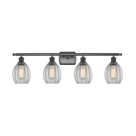 A large image of the Innovations Lighting 516-4W Eaton Matte Black / Clear