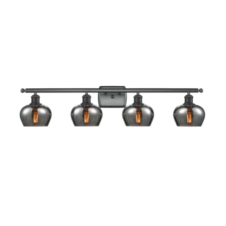 A large image of the Innovations Lighting 516-4W Fenton Matte Black / Plated Smoked