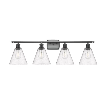 A large image of the Innovations Lighting 516-4W-11-38 Berkshire Vanity Matte Black / Seedy