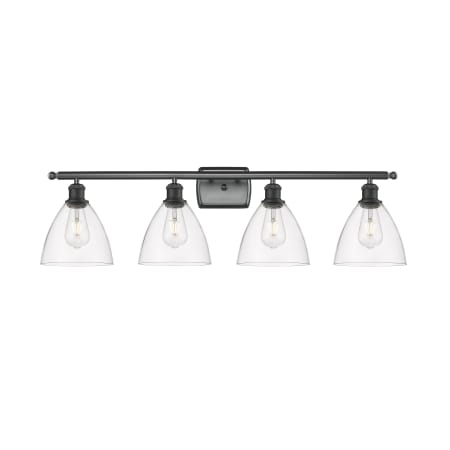 A large image of the Innovations Lighting 516-4W-11-38 Bristol Vanity Matte Black / Clear