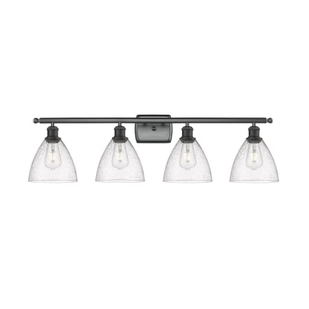 A large image of the Innovations Lighting 516-4W-11-38 Bristol Vanity Matte Black / Seedy