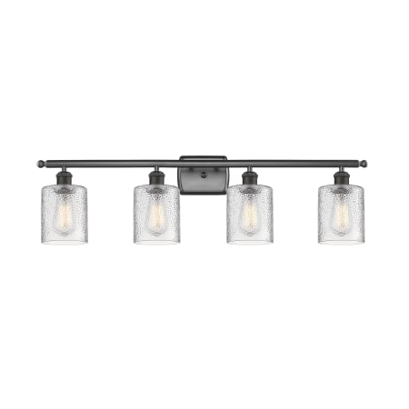 A large image of the Innovations Lighting 516-4W Cobleskill Oiled Rubbed Bronze / Clear Ripple