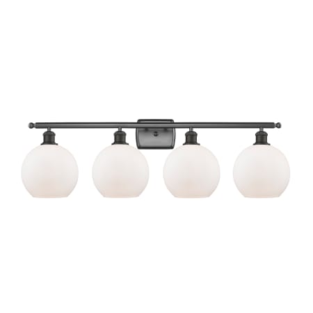 A large image of the Innovations Lighting 516-4W-11-36 Athens Vanity Oil Rubbed Bronze / Matte White