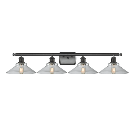 A large image of the Innovations Lighting 516-4W Disc Oiled Rubbed Bronze / Clear