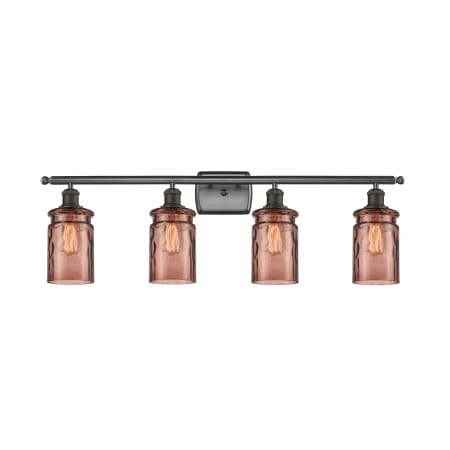 A large image of the Innovations Lighting 516-4W Candor Oil Rubbed Bronze / Toffee Waterglass