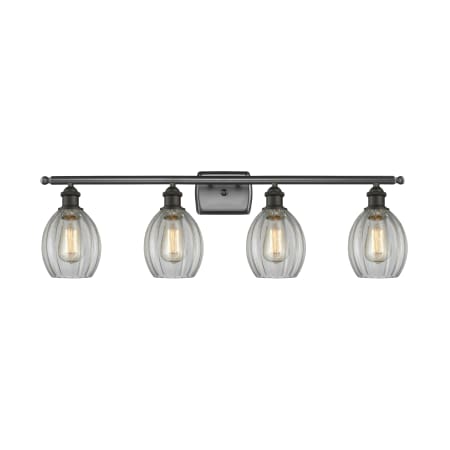 A large image of the Innovations Lighting 516-4W Eaton Oiled Rubbed Bronze / Clear Fluted