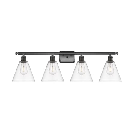 A large image of the Innovations Lighting 516-4W-11-38 Berkshire Vanity Oil Rubbed Bronze / Clear