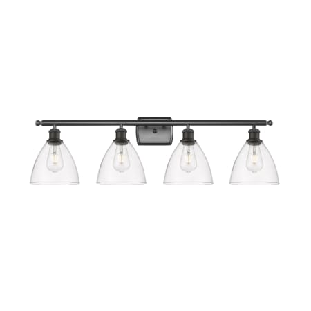 A large image of the Innovations Lighting 516-4W-11-38 Bristol Vanity Oil Rubbed Bronze / Clear