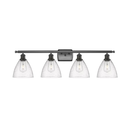 A large image of the Innovations Lighting 516-4W-11-38 Bristol Vanity Oil Rubbed Bronze / Seedy