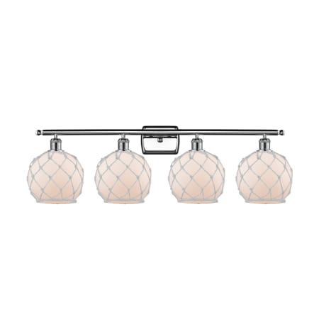 A large image of the Innovations Lighting 516-4W Farmhouse Rope Polished Chrome / White