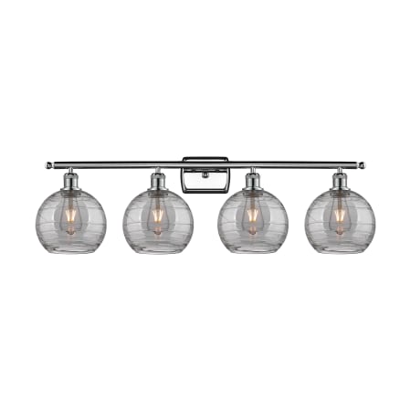 A large image of the Innovations Lighting 516-4W 11 38 Athens Deco Swirl Vanity Polished Chrome / Light Smoke Deco Swirl