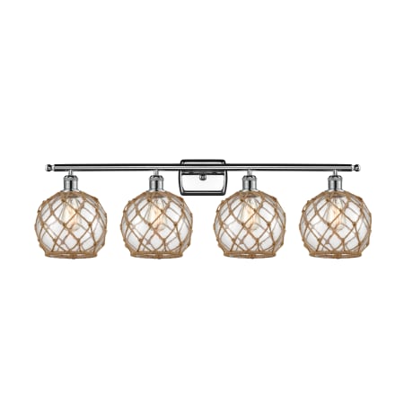 A large image of the Innovations Lighting 516-4W Farmhouse Rope Polished Chrome / Clear / Black