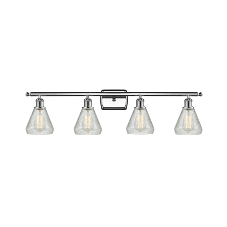 A large image of the Innovations Lighting 516-4W Conesus Polished Chrome / Clear Crackle