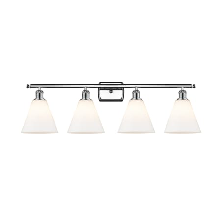 A large image of the Innovations Lighting 516-4W-11-38 Berkshire Vanity Polished Chrome / Matte White