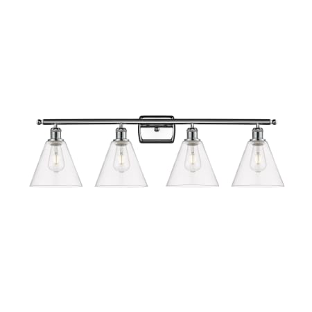 A large image of the Innovations Lighting 516-4W-11-38 Berkshire Vanity Polished Chrome / Clear