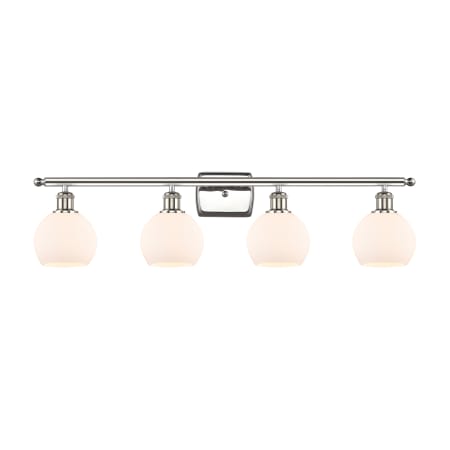 A large image of the Innovations Lighting 516-4W-10-36 Athens Vanity Polished Nickel / Matte White