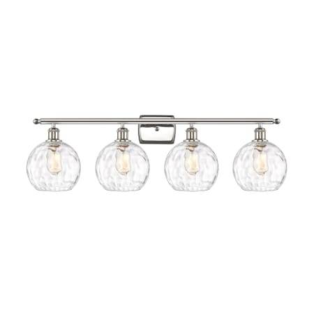 A large image of the Innovations Lighting 516-4W-11-36 Athens Vanity Polished Nickel / Clear Water Glass