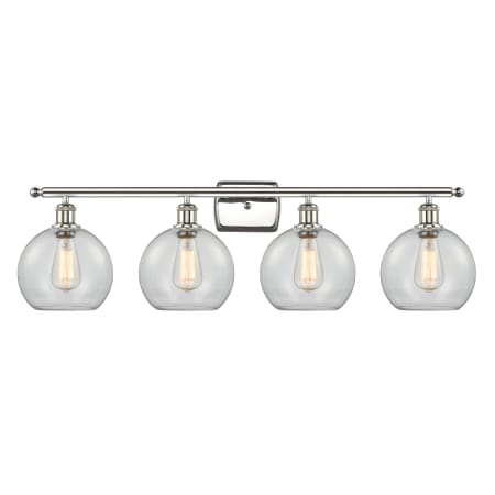 A large image of the Innovations Lighting 516-4W-11-36 Athens Vanity Polished Nickel / Clear