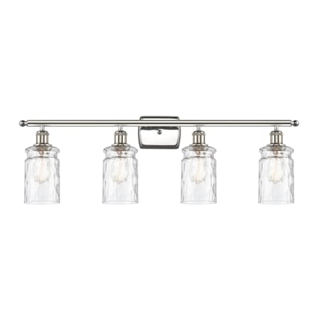 A large image of the Innovations Lighting 516-4W Candor Polished Nickel / Clear Waterglass