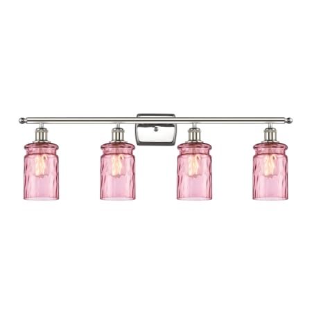 A large image of the Innovations Lighting 516-4W Candor Polished Nickel / Sweet Lilac Waterglass